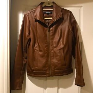 Faux brown leather jacket